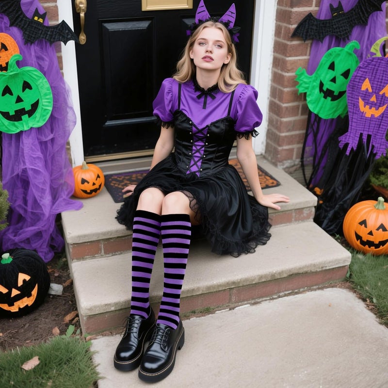 Lainlight Store Knee High Socks for Women Casual Tube Knee Socks Elasticity Long Stockings Halloween Accessories - Image 5